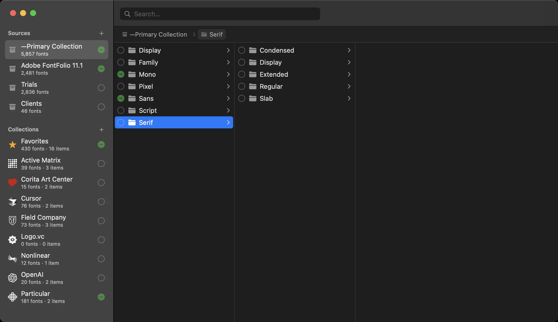 Navigating font families
