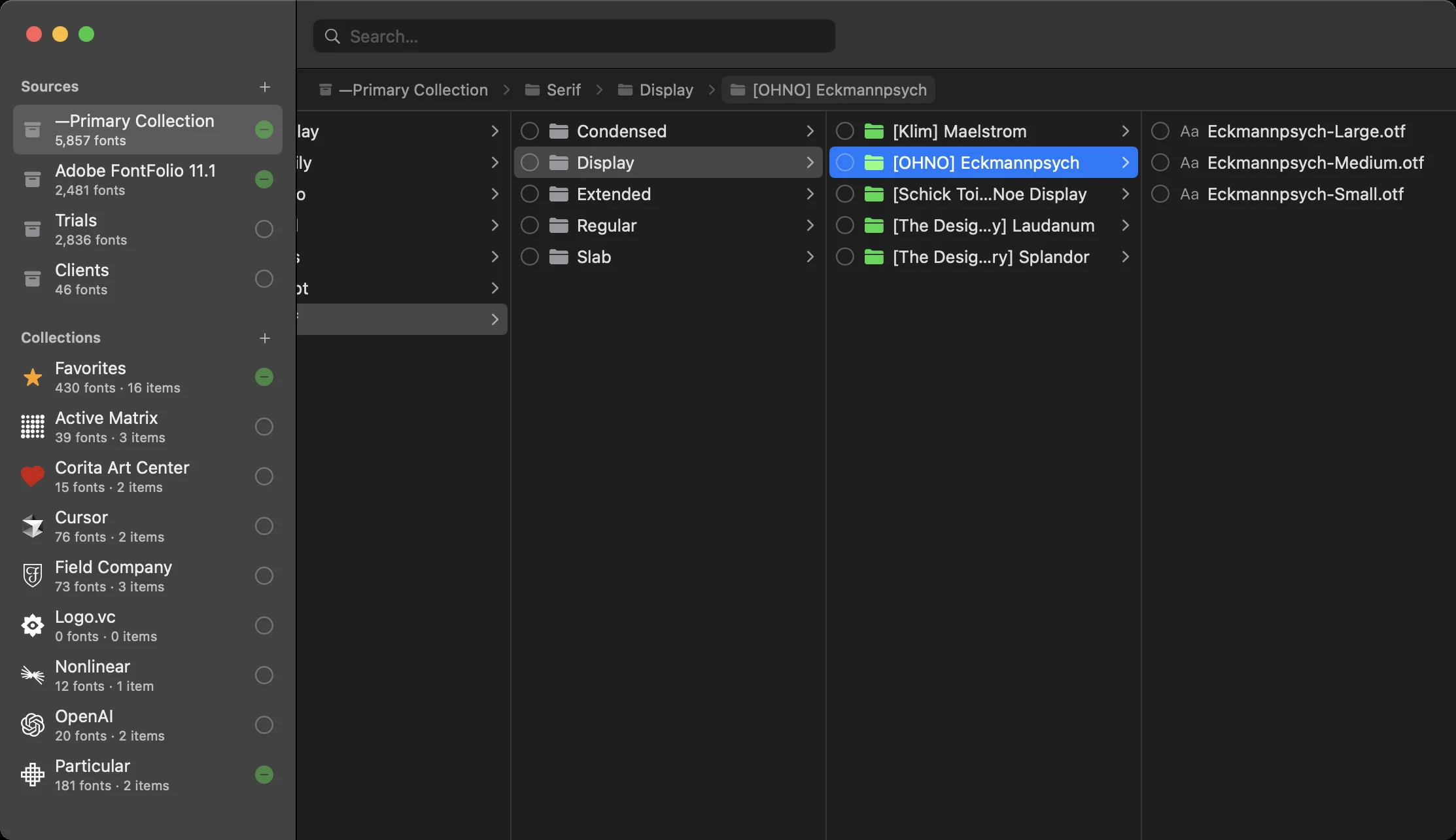 Selecting a font file