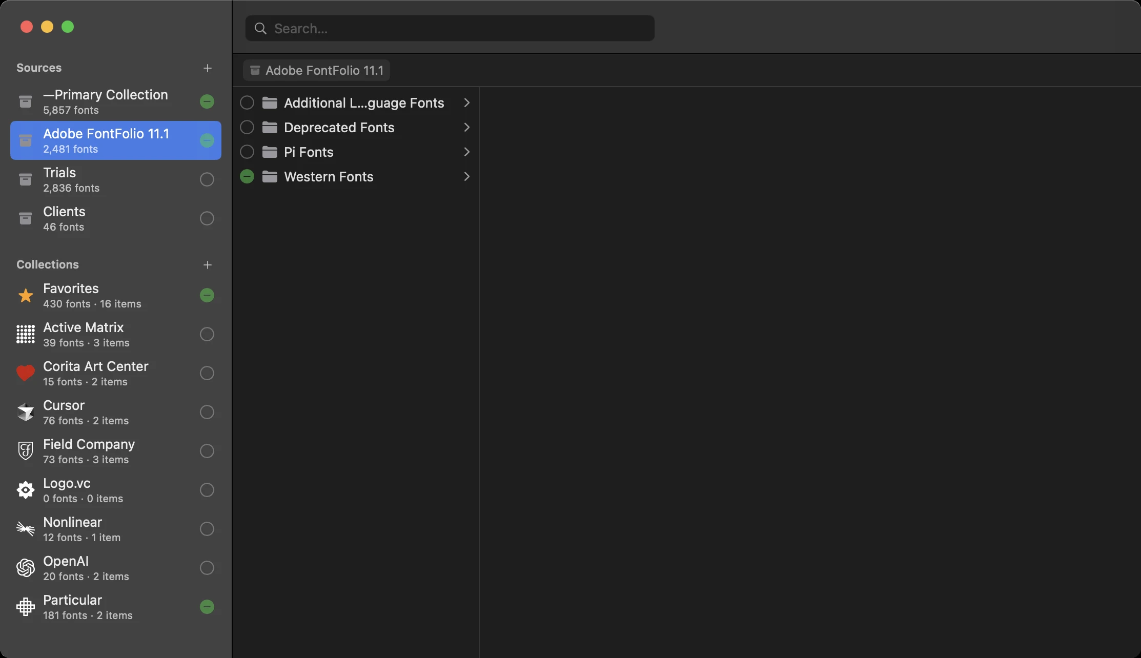 Browsing Adobe font sources